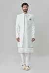 Shop_Arihant Rai Sinha_White Sherwani And Kurta Silk Blend Embroidered Thread & Set _at_Aza_Fashions