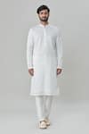 Arihant Rai Sinha_White Sherwani And Kurta Silk Blend Embroidered Thread & Set _Online_at_Aza_Fashions