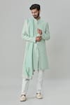 Arihant Rai Sinha_Green Sherwani And Dupatta Silk Blend Embroidered Thread Set _Online_at_Aza_Fashions