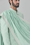 Shop_Arihant Rai Sinha_Green Sherwani And Dupatta Silk Blend Embroidered Thread Set _Online_at_Aza_Fashions