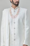 Arihant Rai Sinha_White Sherwani And Dupatta Silk Blend Embroidered Floral Churidar Set _at_Aza_Fashions