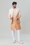 Buy_Arihant Rai Sinha_Peach Jacket And Kurta Silk Blend Embroidered Mirror & Set _at_Aza_Fashions