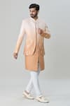 Shop_Arihant Rai Sinha_Peach Jacket And Kurta Silk Blend Embroidered Mirror & Set _Online_at_Aza_Fashions