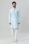 Arihant Rai Sinha_Blue Jacket And Kurta Silk Blend Embroidered Mirror With Set _Online_at_Aza_Fashions