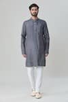 Arihant Rai Sinha_Grey Jacket And Kurta Silk Blend Embroidered Floral & Set _Online_at_Aza_Fashions