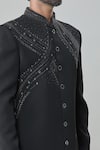 Shop_Arihant Rai Sinha_Black Imported Japanese Cotton Blend Hand Embroidered Sherwani And Pant Set _Online_at_Aza_Fashions