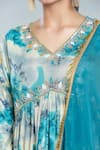 Buy_Samyukta Singhania_Blue Dupatta Organza Abstract Print Short Anarkali Kurta Sharara Set _Online_at_Aza_Fashions