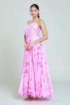 Shop_Samyukta Singhania_Pink Chinon Shibori Halter Pattern Neck Dress 