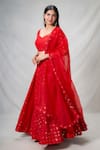 Samyukta Singhania_Red Lehenga And Blouse Georgette Embroidered Thread Mirrorwork Embellished Set _Online_at_Aza_Fashions