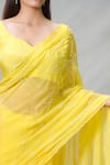 Samyukta Singhania_Yellow Blend Embroidered Pearl Sunshine Handwork Saree _at_Aza_Fashions