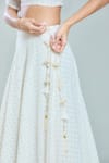 Shop_Samyukta Singhania_White Georgette Embroidery Sequin Leaf Neck Shimmering Snowflake Lehenga Set _Online_at_Aza_Fashions