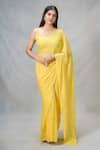 Buy_Samyukta Singhania_Yellow Lurex Shimmery Saree _at_Aza_Fashions