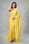 Shop_Samyukta Singhania_Yellow Lurex Shimmery Saree _Online_at_Aza_Fashions