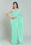 Buy_Samyukta Singhania_Green Lurex Shimmery Glistening Glow Saree _at_Aza_Fashions