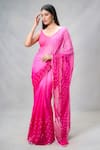 Shop_Samyukta Singhania_Magenta Shimmer Embroidery Mirror Work Ombre Saree _Online_at_Aza_Fashions