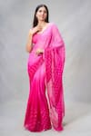 Buy_Samyukta Singhania_Magenta Shimmer Embroidery Mirror Work Ombre Saree