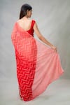 Shop_Samyukta Singhania_Red Shimmer Embroidery Mirror Chevron Wave Work Ombre Saree _at_Aza_Fashions