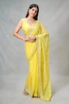 Buy_Samyukta Singhania_Yellow Blended Embroidery Mirror Sheesha Wave Pattern Saree _at_Aza_Fashions