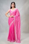 Buy_Samyukta Singhania_Pink Blended Embroidery Mirror Sheesha Vine Wave Pattern Saree _at_Aza_Fashions