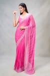 Buy_Samyukta Singhania_Pink Blended Embroidery Mirror Sheesha Vine Wave Pattern Saree _Online_at_Aza_Fashions