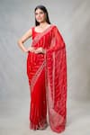 Buy_Samyukta Singhania_Red Blended Embroidery Mirror Sheesha Vine Pattern Saree _at_Aza_Fashions