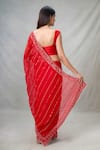 Shop_Samyukta Singhania_Red Blended Embroidery Mirror Scoop Neck Sheesha Vine Pattern Saree With Blouse _at_Aza_Fashions