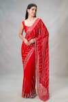 Buy_Samyukta Singhania_Red Blended Embroidery Mirror Sheesha Vine Pattern Saree _Online_at_Aza_Fashions