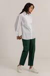 Kritika Madan Label_White Cotton Plain Collared Asymmetric Panel Shirt And Pant Set _Online_at_Aza_Fashions