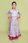 Banana Bee_Multi Color Chanderi Silk Printed Floral Layered A-line Anarkali_Online_at_Aza_Fashions