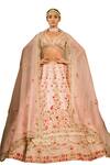 Pallavi Poddar_Pink Raw Silk Embroidered Bead Floral Jaal Embellished Bridal Lehenga Set_Online_at_Aza_Fashions