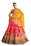 Buy_Pallavi Poddar_Pink Raw Silk Embroidered Bead Double Mor Embellished Bridal Lehenga Set_Online_at_Aza_Fashions