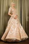 Pallavi Poddar_Ivory Raw Silk Embroidered Bead Gandharaj Floral Resham Bridal Lehenga Set_at_Aza_Fashions