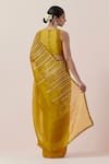 Shop_PRIYAL PRAKASH_Yellow Blouse Chanderi Embroidered Bead Boat Zari Work Saree Set_at_Aza_Fashions