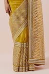PRIYAL PRAKASH_Yellow Blouse Chanderi Embroidered Aari Round Saree Set_Online_at_Aza_Fashions