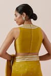 Shop_PRIYAL PRAKASH_Yellow Blouse Chanderi Embroidered Aari Round Saree Set