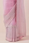 PRIYAL PRAKASH_Pink Blouse Chanderi Embroidered Aari Round And Work Saree Set_Online_at_Aza_Fashions