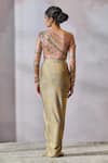 Shop_Tarun Tahiliani_Multi Color Foil Jersey Print Floral Asymmetric Neck Abstract Top _at_Aza_Fashions