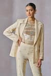 Buy_Tarun Tahiliani_Off White Jacket Silk Georgette Hand Embroidery Floral Floret With Trouser _Online_at_Aza_Fashions