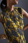 Buy_Devina Juneja_Yellow Thick Organza Fabric Dori Weave Scoop Monochrome Leaf Top With Inner _Online_at_Aza_Fashions