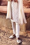 Buy_MATSYA_Ivory Chanderi Embroidery Kachi Dori Kora Nawab Kurta With Churidar _Online_at_Aza_Fashions