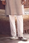 MATSYA_Grey Linen Applique Floral Scottish Sona Patti Kurta With Pant _Online_at_Aza_Fashions