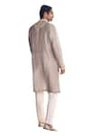 MATSYA_Grey Linen Applique Floral Scottish Sona Patti Kurta With Pant _at_Aza_Fashions