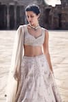 Shop_MATSYA_Beige Blouse And Lehenga Raw Silk Tuscan Landscape Of Dreams Bridal Set _Online_at_Aza_Fashions