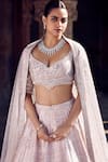 MATSYA_Pink Blouse And Lehenga Raw Silk Embroidery Dori Tulip Sheesha Gota Bridal Set_Online_at_Aza_Fashions