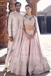 Buy_MATSYA_Pink Blouse And Lehenga Raw Silk Embroidery Dori Tulip Sheesha Gota Bridal Set_Online_at_Aza_Fashions