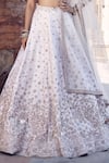 MATSYA_Ivory Blouse And Lehenga Raw Silk Embroidery Dori Leaf Royal Nandi Bridal Set_Online_at_Aza_Fashions
