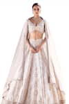 MATSYA_Ivory Blouse And Lehenga Raw Silk Embroidery Gota Turkish Work Bridal Set_Online_at_Aza_Fashions