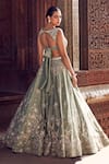 Shop_MATSYA_Green Chanderi Embroidery Dori Sona Patti Applique Bridal Lehenga Set_at_Aza_Fashions