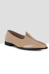 Buy_Ankit V Kapoor_Beige Stitchline Thread Almond Toe Mojris _at_Aza_Fashions
