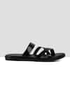 Ankit V Kapoor_Black Criss Cross Strappy Plain Sandals _Online_at_Aza_Fashions